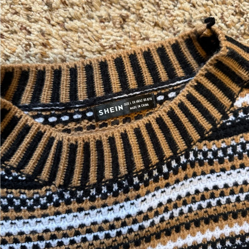 SHEIN Black and Brown Striped Sweater - Picture 4 of 4